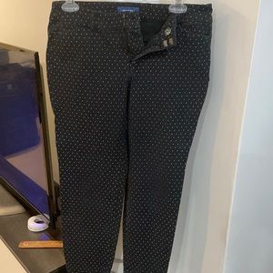 These are definitely worn old navy black and white polka dot pants